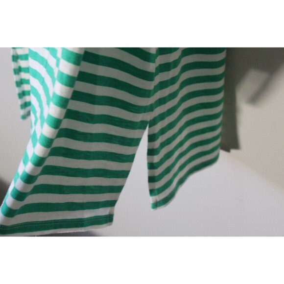 J. Crew Striped Tie Shoulder Dress Size L Green & White Stripes 100% Cotton - Picture 6 of 12